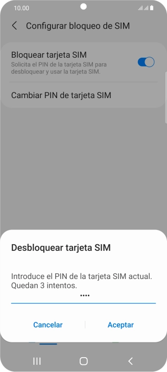 Introduce tu código PIN y pulsa Aceptar.