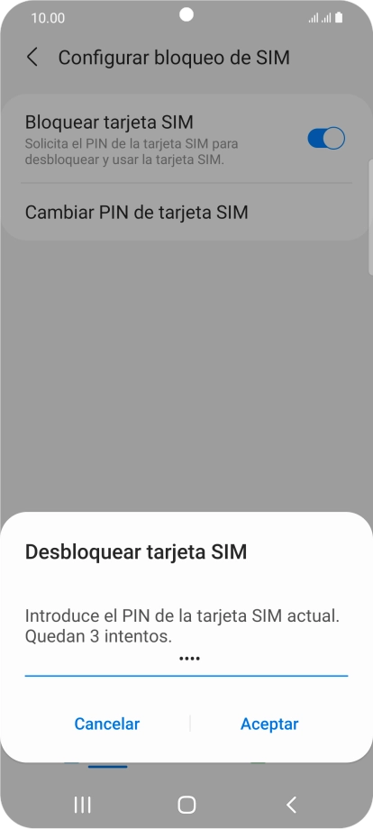 Introduce tu código PIN y pulsa Aceptar.