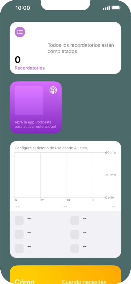 Pulsa el grupo de widgets deseado durante unos instantes.