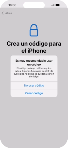Si desactivas la función, pulsa No usar código.