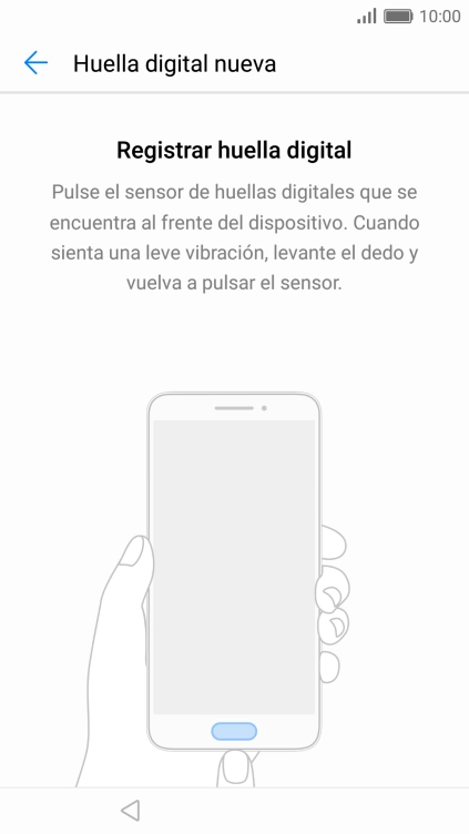 Sigue las indicaciones de la pantalla para crear una huella digital como código de seguridad.