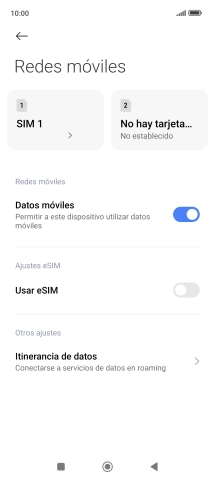 Pulsa Itinerancia de datos.