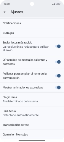 Pulsa Gemini en Mensajes.