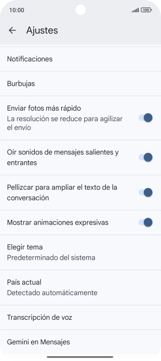 Pulsa Gemini en Mensajes.