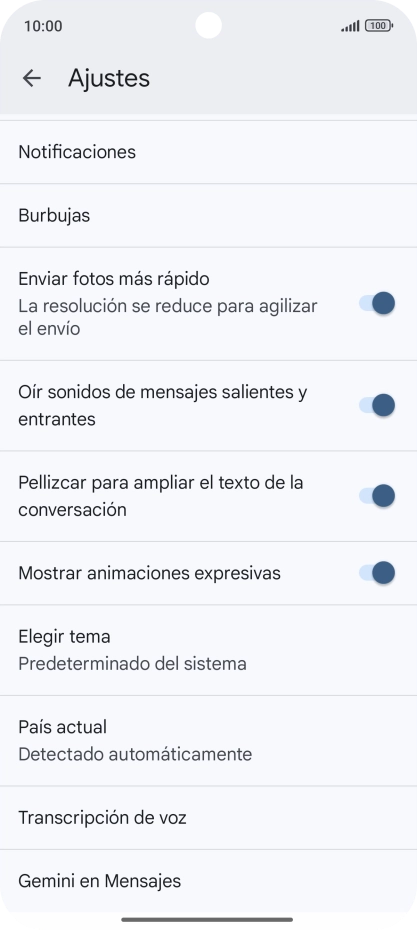 Pulsa Gemini en Mensajes.