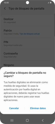 Pulsa Eliminar datos.
