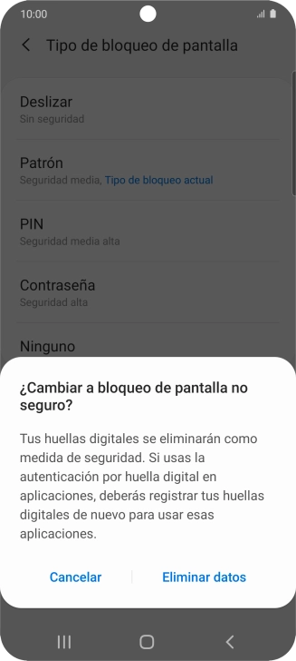 Pulsa Eliminar datos.