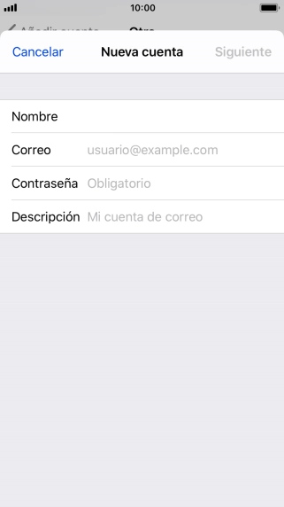Pulsa Correo e introduce tu dirección de correo electrónico.