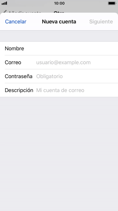 Pulsa Correo e introduce tu dirección de correo electrónico.