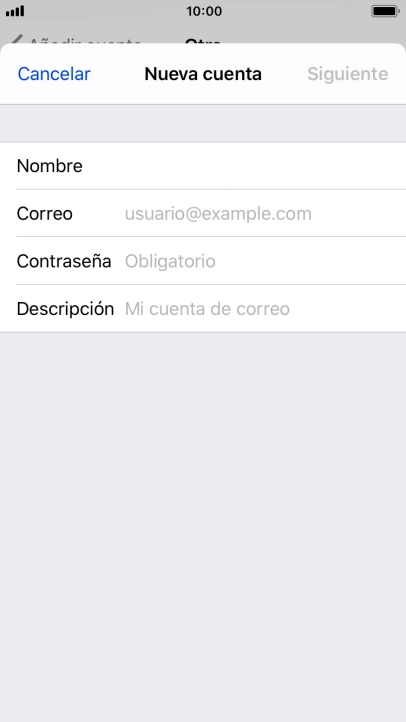 Pulsa Correo e introduce tu dirección de correo electrónico.