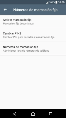 Pulsa Activar marcación fija para activar la marcación fija.