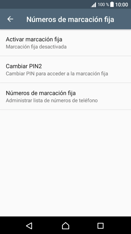 Pulsa Activar marcación fija para activar la marcación fija.