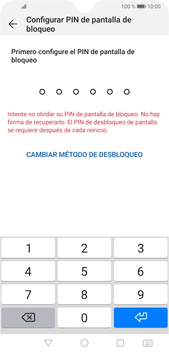 Pulsa CAMBIAR MÉTODO DE DESBLOQUEO.