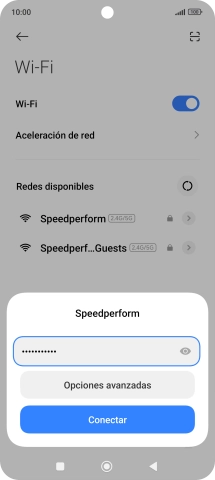 Introduce la contraseña de la red wifi y pulsa Conectar.