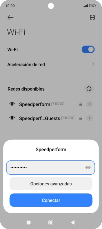 Introduce la contraseña de la red wifi y pulsa Conectar.