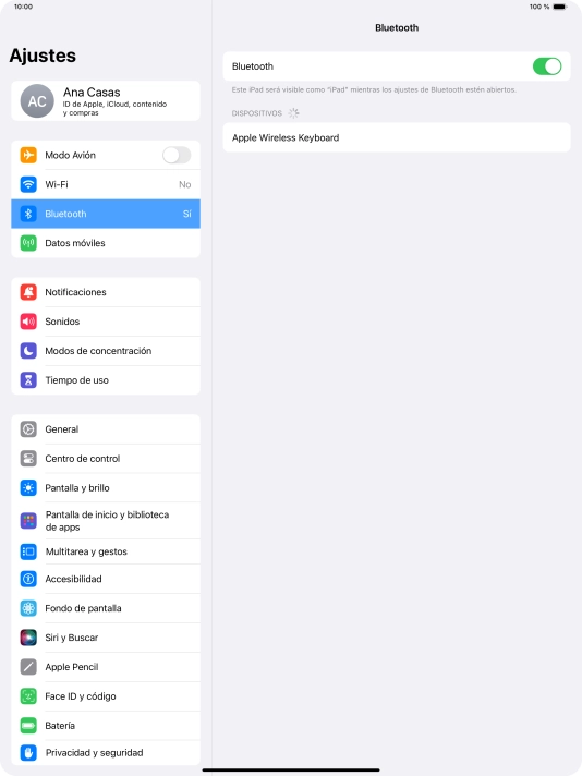 Pulsa el dispositivo Bluetooth deseado y sigue las indicaciones de la pantalla para vincular el dispositivo a la tablet.