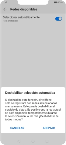 Pulsa ACEPTAR y espera mientras el teléfono está buscando redes.