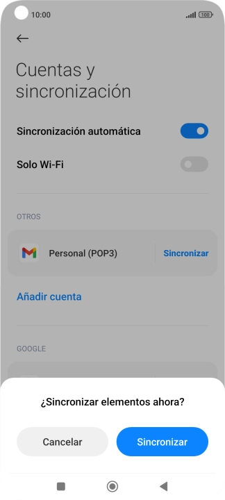 Si activas la función, pulsa Sincronizar.
