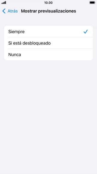 Para seleccionar la vista previa de las notificaciones en la pantalla de bloqueo, pulsa Siempre.