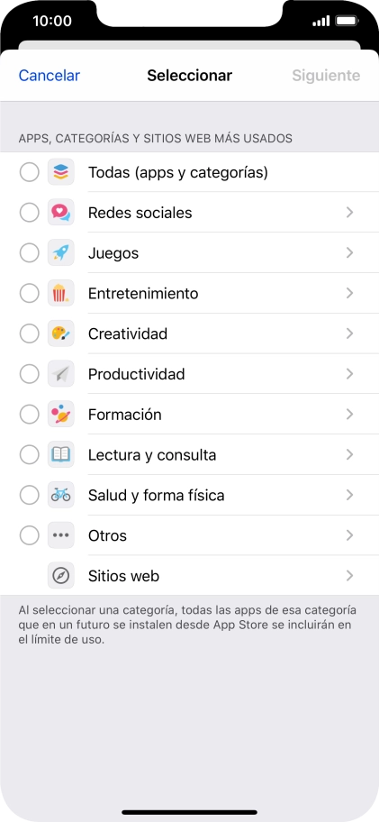 Pulsa las categorías deseadas.