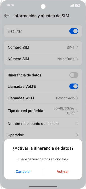 Si activas la función, pulsa Activar.