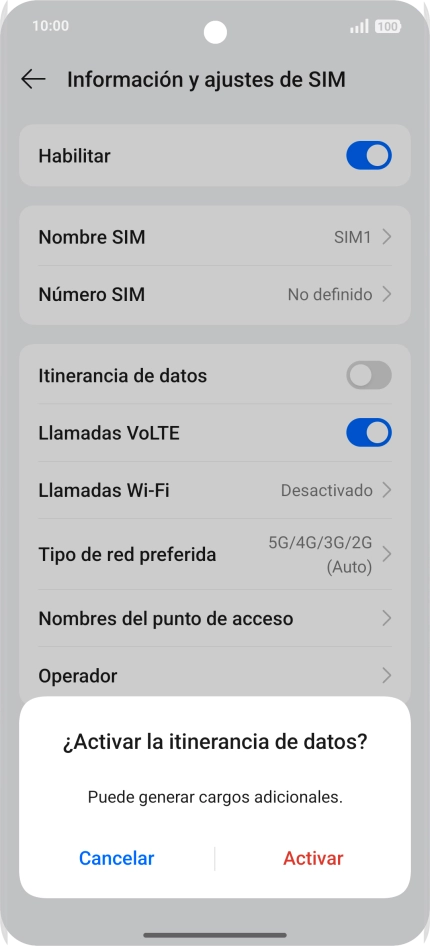Si activas la función, pulsa Activar.