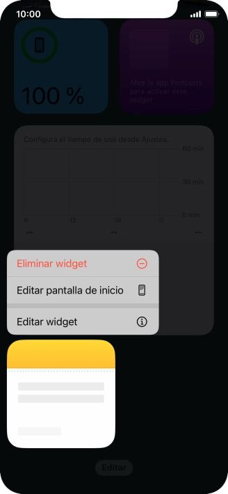 Pulsa Eliminar widget.
