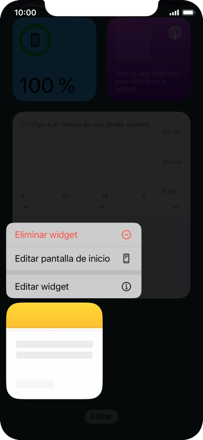 Pulsa Eliminar widget.