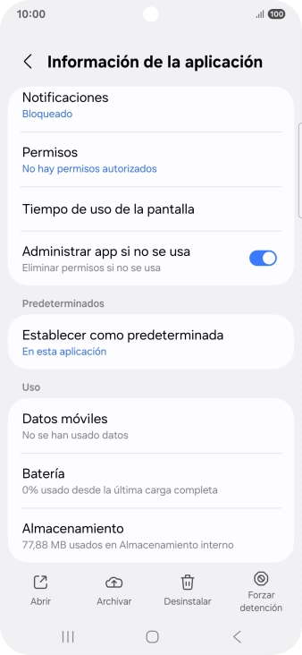 Pulsa Almacenamiento.