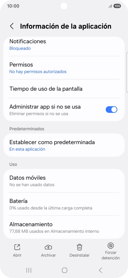 Pulsa Almacenamiento.