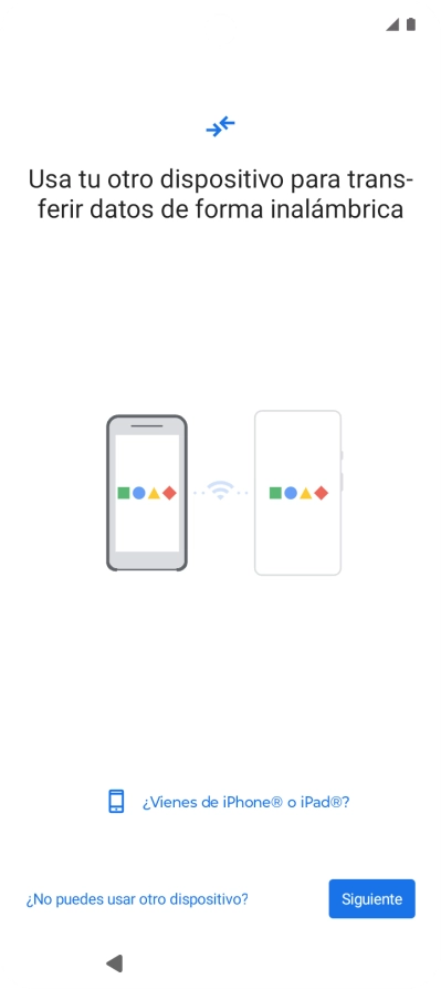 Sigue las indicaciones de la pantalla para transferir contenido desde otro teléfono.