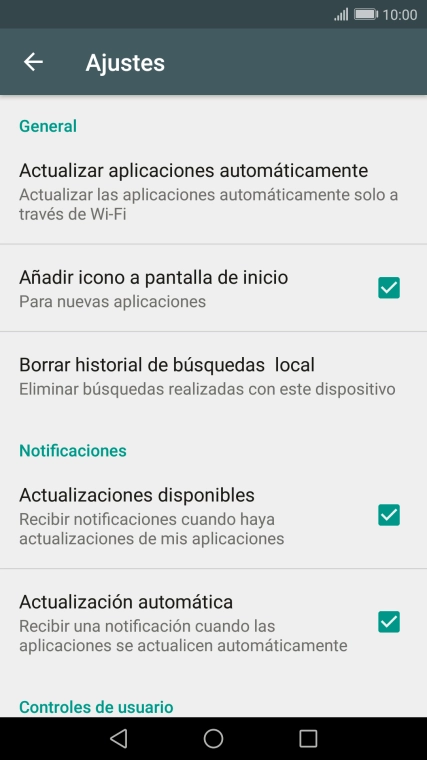 Pulsa Actualizar aplicaciones automáticamente.