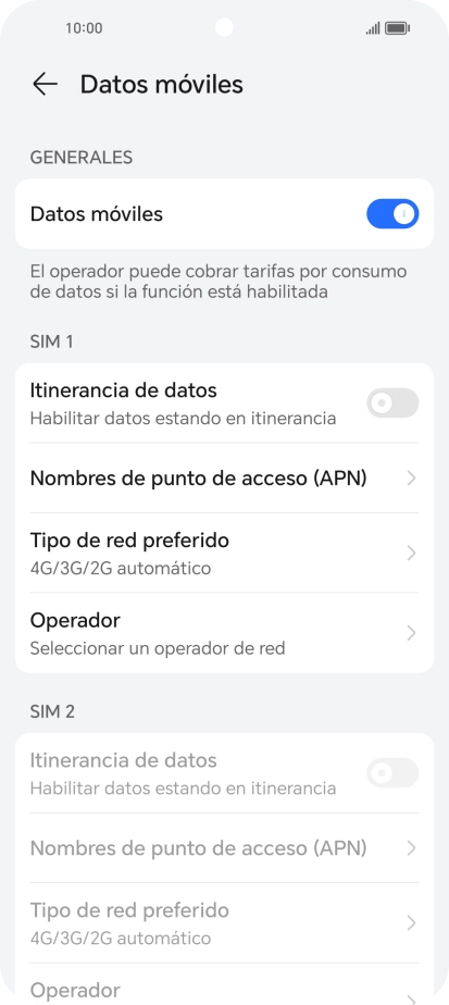 Pulsa Nombres de punto de acceso (APN).