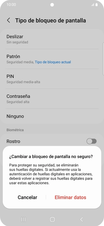 Pulsa Eliminar datos.