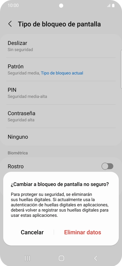 Pulsa Eliminar datos.