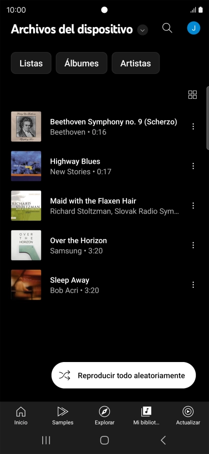 Pulsa el archivo de música deseado.