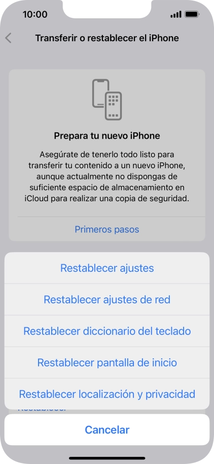 Pulsa Restablecer ajustes.