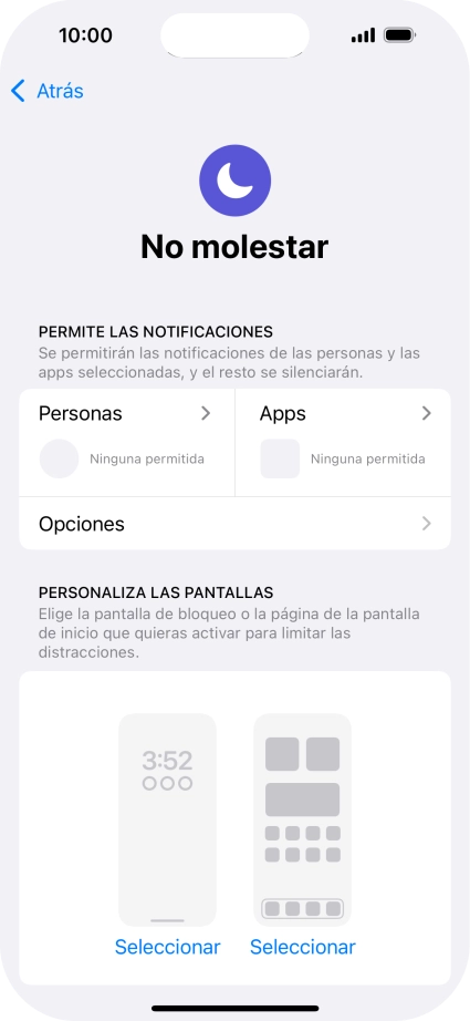 Pulsa Personas y sigue las indicaciones de la pantalla para seleccionar de qué contactos quieres recibir llamadas y notificaciones cuando No molestar está activado.