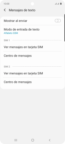 Pulsa Centro de mensajes bajo la tarjeta SIM deseada.