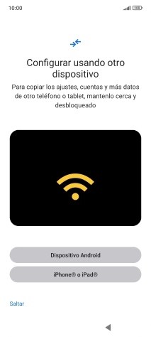 Puedes transferir el contenido de otro teléfono cuando activas tu teléfono por primera vez y cuando lo has restablecido. Cuando aparezca en la pantalla del teléfono esta imagen, ya está listo para la transmisión del contenido del otro teléfono.