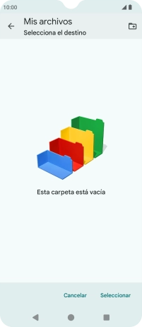 Si deseas crear una nueva carpeta, pulsa el icono de nueva carpeta y sigue las indicaciones de la pantalla para crearla.