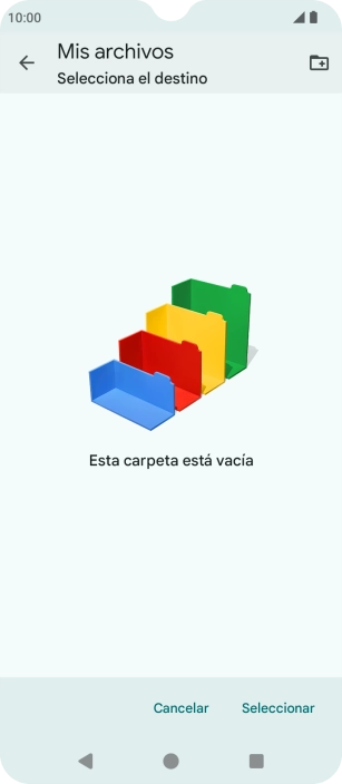 Si deseas crear una nueva carpeta, pulsa el icono de nueva carpeta y sigue las indicaciones de la pantalla para crearla.