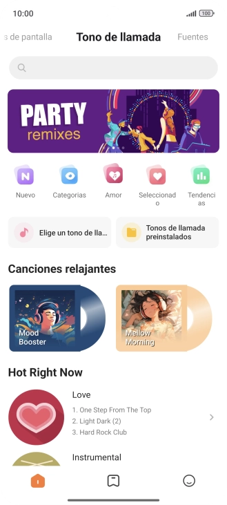 Si deseas seleccionar un timbre de llamada que no sea un timbre de llamada predeterminado, pulsa Elige un tono de lla... y sigue las indicaciones de la pantalla para seleccionar la melodía deseada.