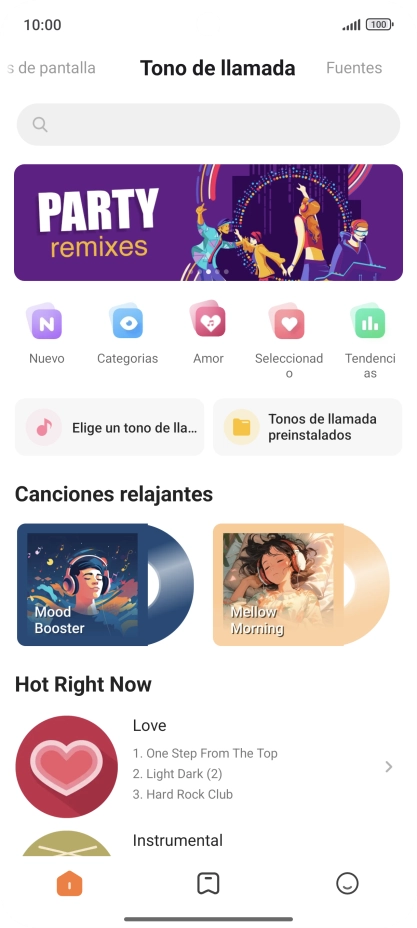 Si deseas seleccionar un timbre de llamada que no sea un timbre de llamada predeterminado, pulsa Elige un tono de lla... y sigue las indicaciones de la pantalla para seleccionar la melodía deseada.