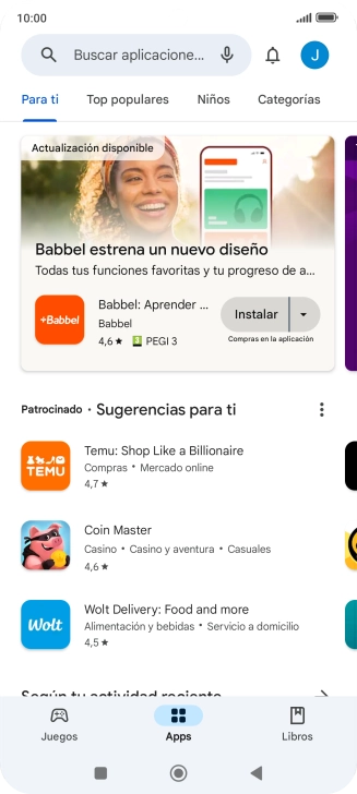 Pulsa en el campo de búsqueda.