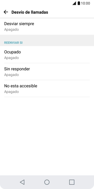 Pulsa el tipo de desvío deseado.