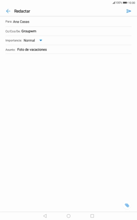 Pulsa en el campo de escritura  y escribe el texto del correo electrónico.