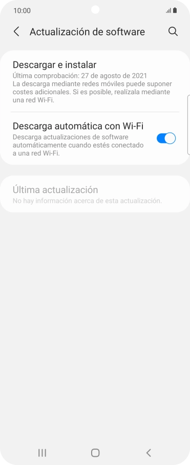 Pulsa Descargar e instalar. Si hay una versión de software nueva disponible, aparecerá ahora en la pantalla. Sigue las indicaciones de la pantalla para actualizar el software del teléfono.