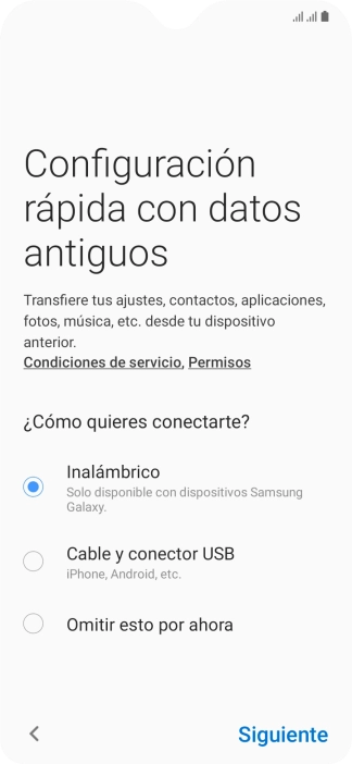 Pulsa Siguiente y sigue las indicaciones de la pantalla para transferir el contenido.