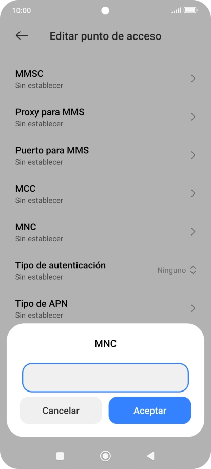 Introduce 01 y pulsa Aceptar.